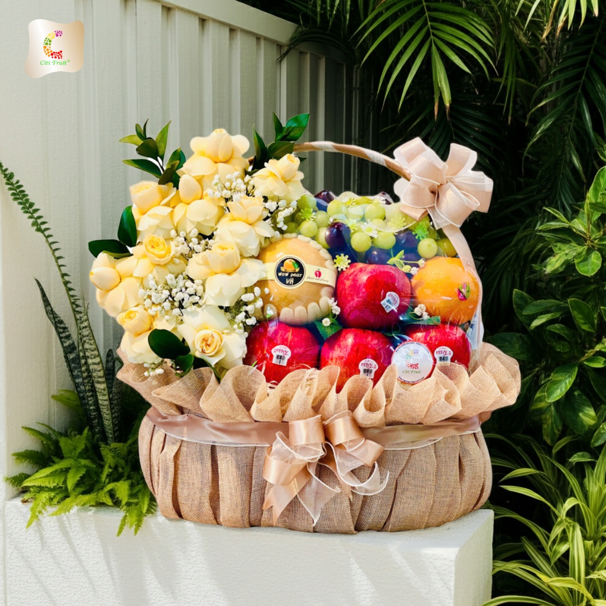 Giỏ Trái Cây Kết Hợp Hoa Tươi CH34