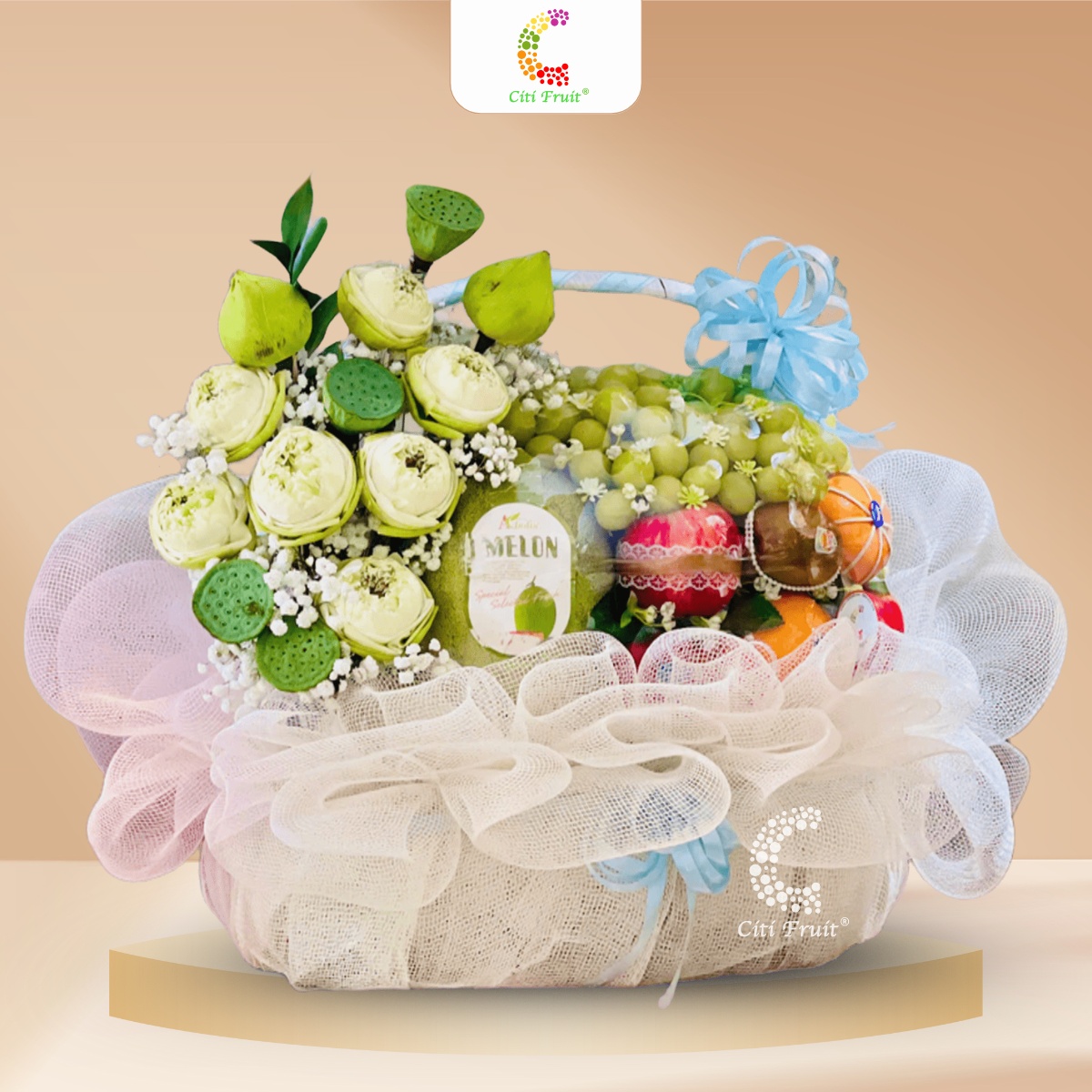 Giỏ Trái Cây Kết Hợp Hoa Tươi CH31