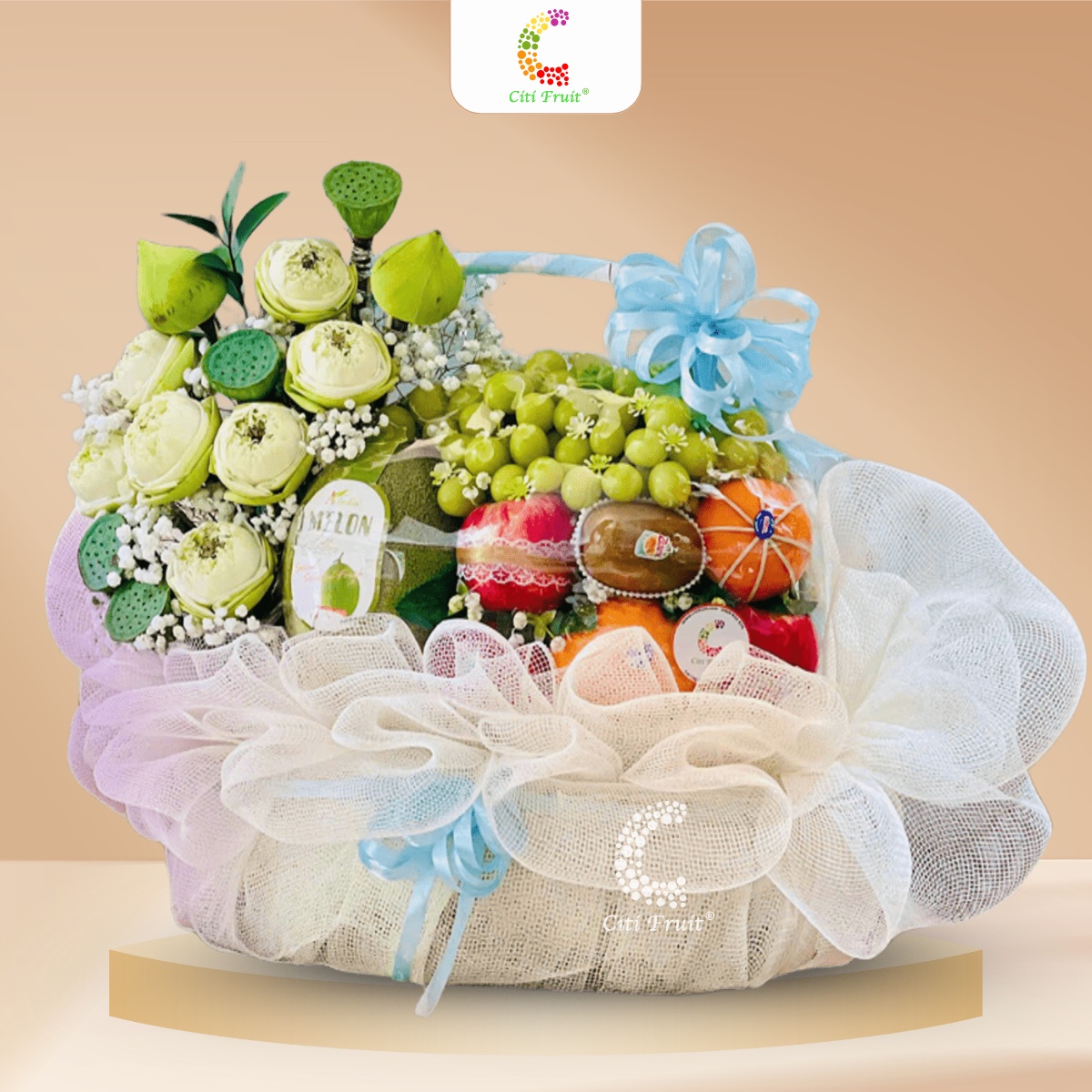 Giỏ Trái Cây Kết Hợp Hoa Tươi CH31