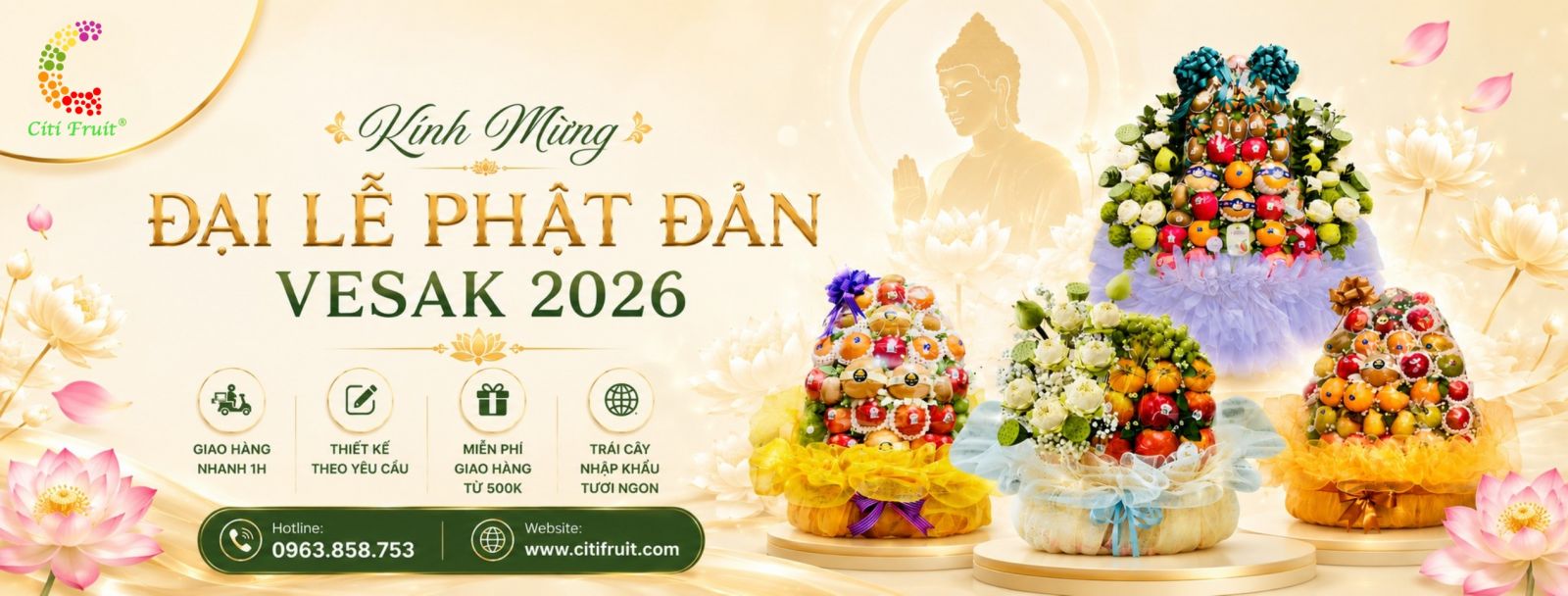 banner kính mừng đại lễ phật đản citi fruit